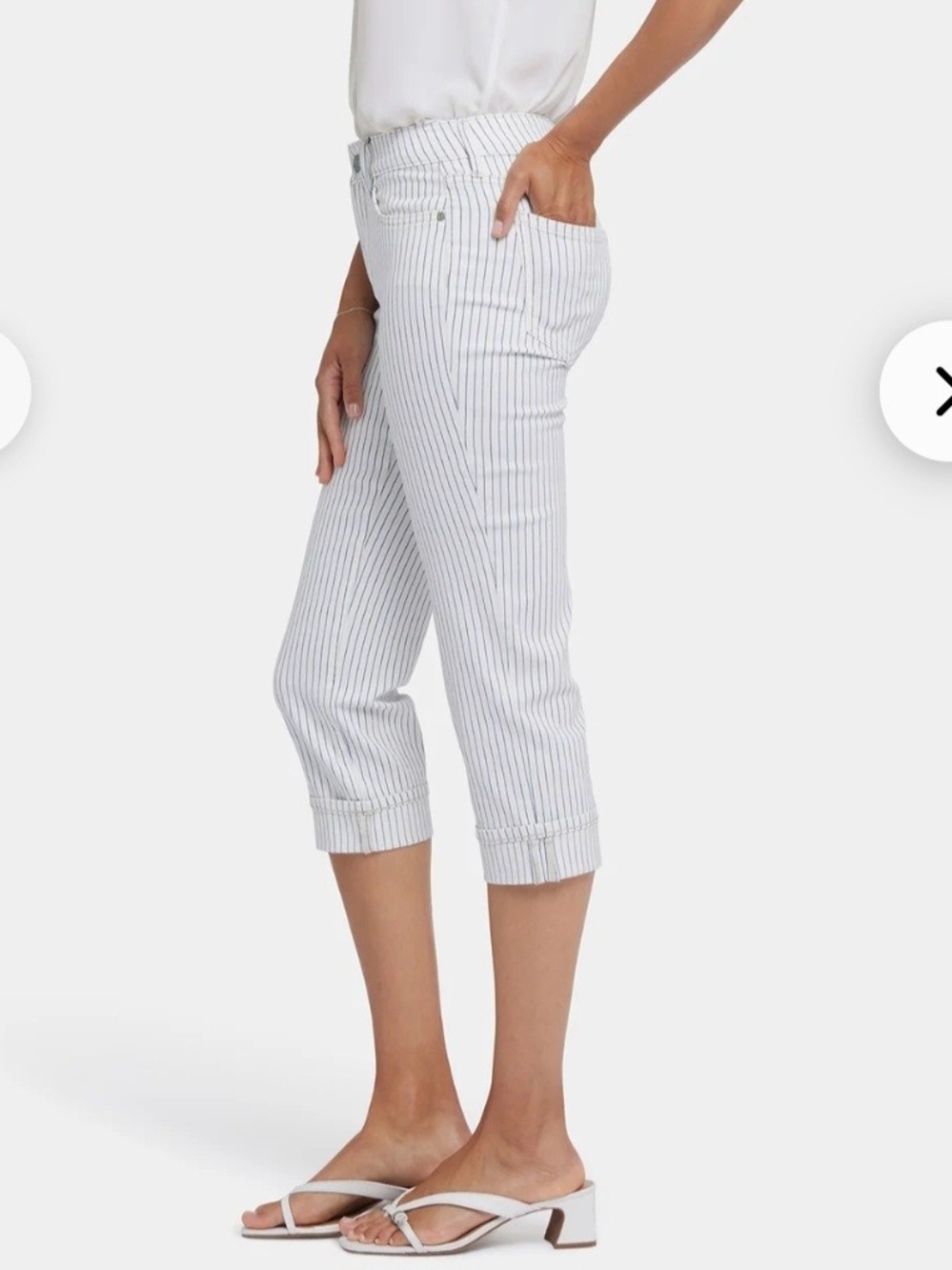 NYDJ Women's White W/Navy Pinstripes Crop Jeans Women's Sz 10 - Picture 7 of 9
